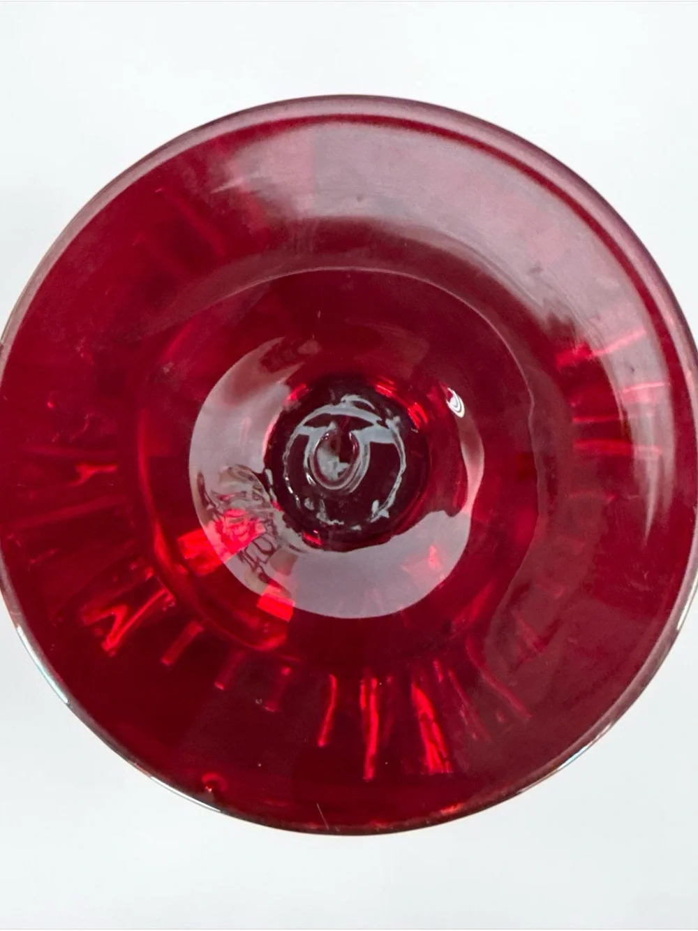 VTG Blenko #388 Ruby Red Art Glass Ruffled Pedestal Vase Mid Century Modern MCM